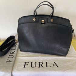 New - Furla Italian Black Leather Purse - New !