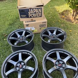 GRAM LIGHTS 57DR BLUE GUNMETAL 19x9.5+25 // 19x10.5 +35 5x112 SET OF 4 USED