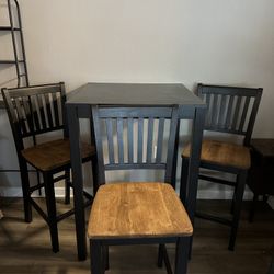 Tall Black Dining Table With Three Chairs 