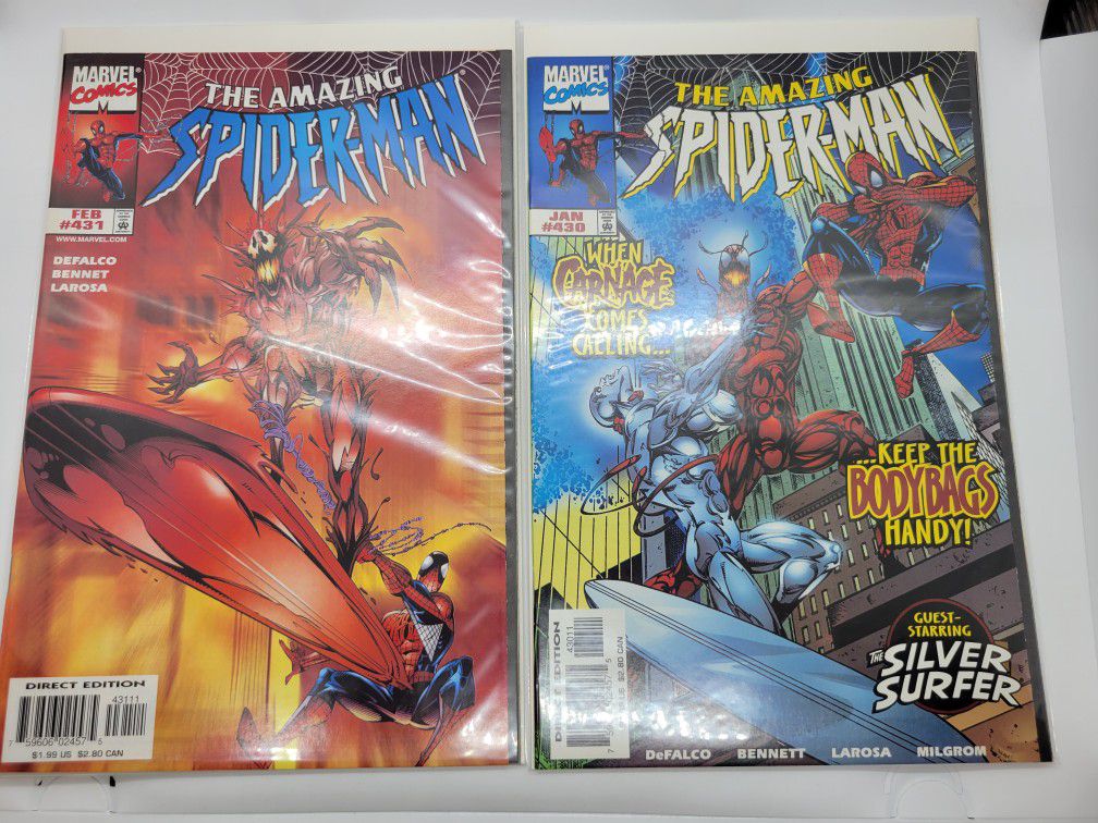 Marvel Comics The Amazing Spiderman #430 And #431 The Carnage Cosmic 