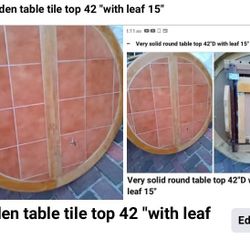 Wooden Very Beautiful Table Top 42"D  With Leaf 15 "