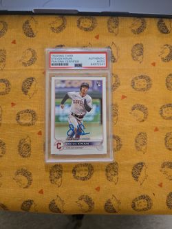 Steven Kwan Signed RC Rookie Debut 2022 Topps Update Series Card Guardians PSA