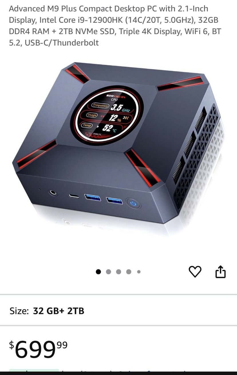 Compact Desktop PC with 2.1-Inch Display, Intel Core i9-12900HK (14C/20T, 5.0GHz)