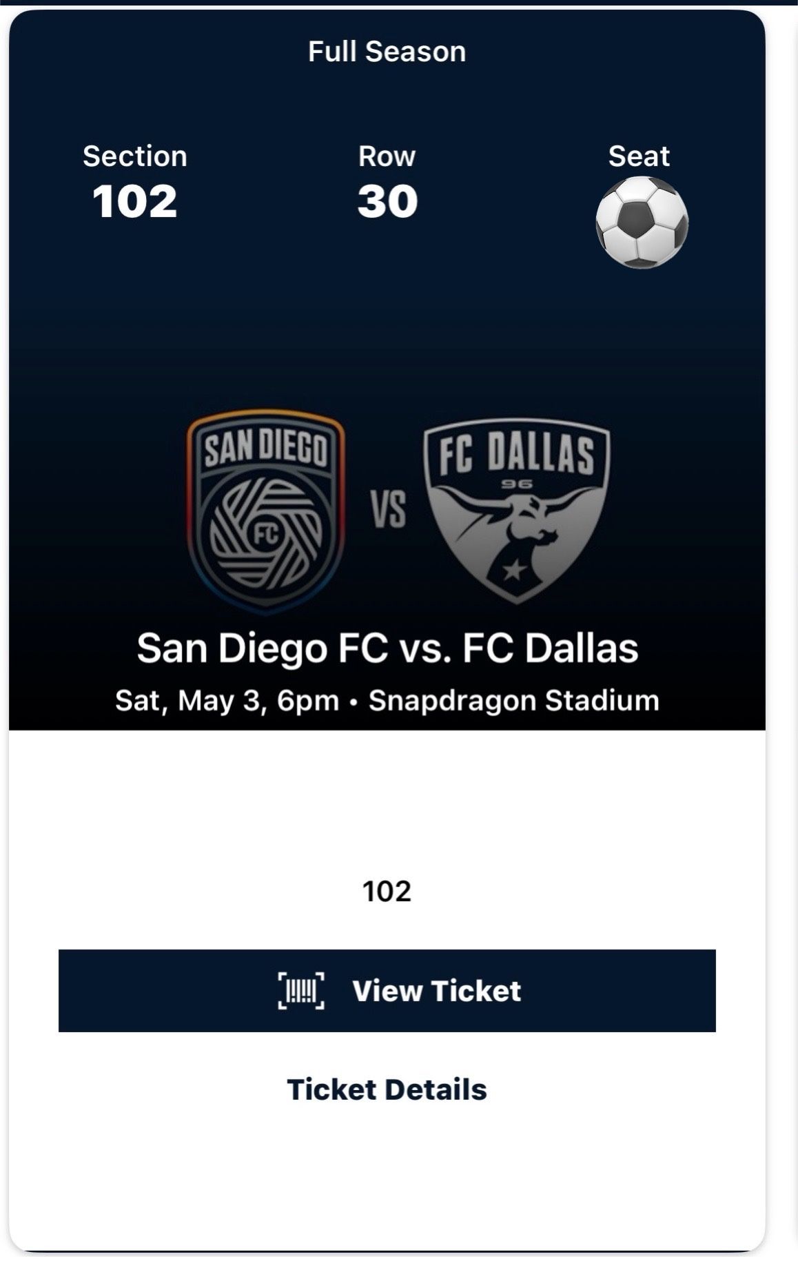 4 Tickets To SDFC vs FC Dallas