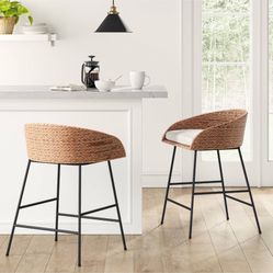 Threshold Landis Woven Backed Counter Height Chairs with Cushion