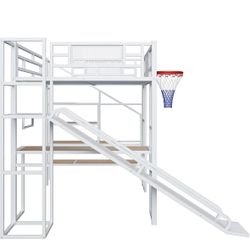 Full Size Loft Bed w/ Slide 