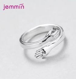 925 sterling Silver hugging hands adjustable ring  RNG53