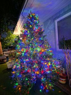 Large Artificial Christmas Tree with Multicolor Lights