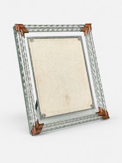 Italian Regency Beveled Glass & Twisted Lucite Picture Frame, c.1950's - Delivery Available