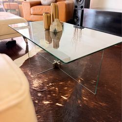 West Elm Glass Coffee Table | Modern Metal Base | Priced to Move ASAP