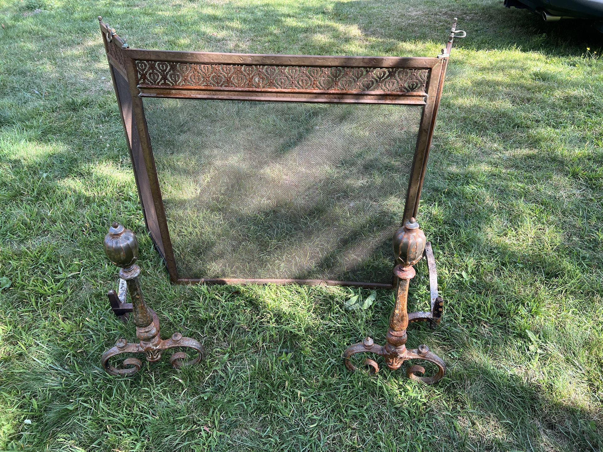 Fireplace Screen And andirons