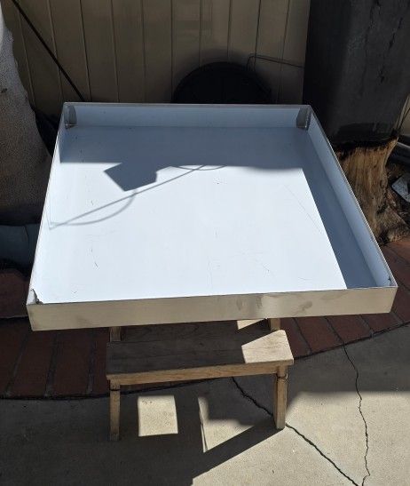 27 x 25 x 2.5 Inch Stainless Steel Laundry Washing Machine Drain Pan Drip Tray, No Hole