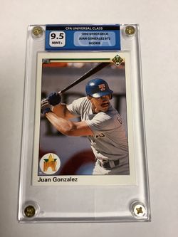 JUAN GONZÁLEZ Rookie Baseball Card - 90’s Texas Rangers - Upper Deck 1990 - Graded 9.5