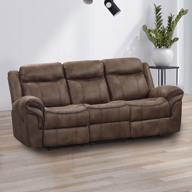Brand New Brown Synthetic Learher Manual Reclining Sofa
