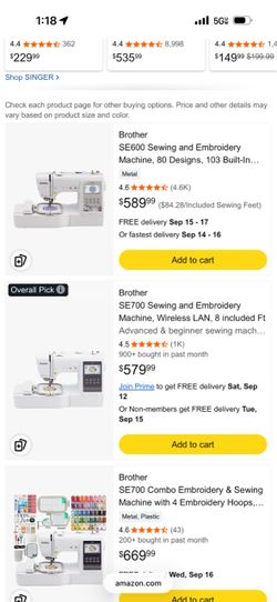 Brother SE600 Embroidery/Sewing Machine