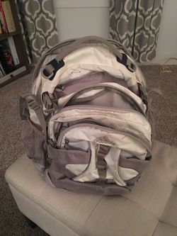 Adidas cream and grey backpack
