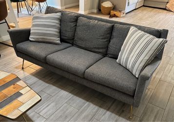 West Elm Carlo Mid-Century Modern 3-Seat Gray Sofa