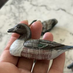 Vintage Collection Of 4 Hand craved Wood Ducks Mini Miniatures Sculptures figurines Collectible Estate Find Signed