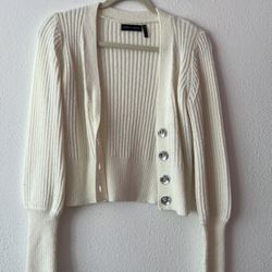 Cream Cardigan With Gem Buttons