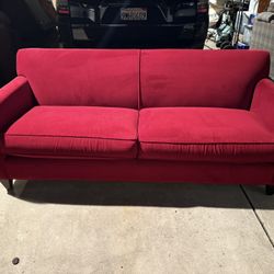 Crate and Barrel Modern Red Sofa 