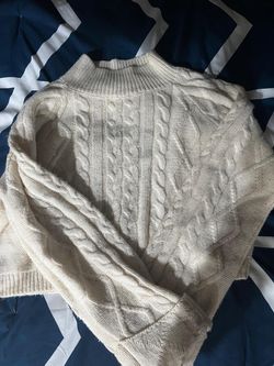 Cream Cable Knit Mock Neck Sweater