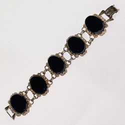 Vintage Silver & Black Onyx Bracelet 
