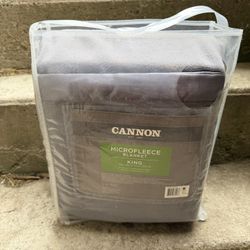 Cannon King Microfleece Blanket with Satin trim Graphite Gray New