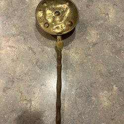 Antique Copper & Brass Chestnut Roaster – Long Handle Fireplace Pan