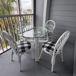 🌿 Outdoor/Indoor 5-Piece Patio Dining Set – Glass Table + 4 Chairs 