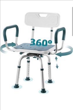 Aidwaygo Swivel Shower Chair with Arms and Back, Heavy Duty Shower Seat for Inside Shower Stall