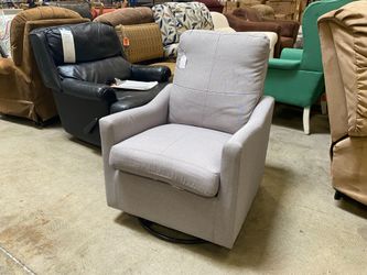 Short and Simple Grey Fabric Rocking Swivel Chair