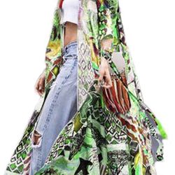 Women Cardigan with Belt Beach Blouse Long Beach Kimono Robe Cover ups lace up L