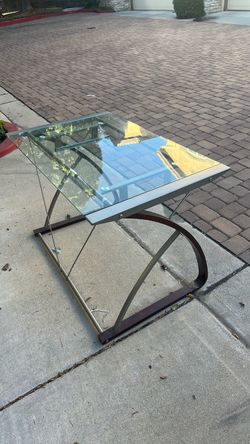 FREE Glass Top Desk with Metal Frame