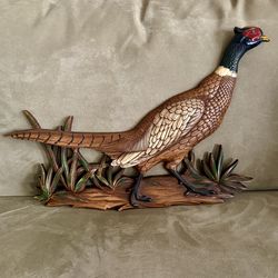 Syroco Large Carved Pheasant Wall Hanging