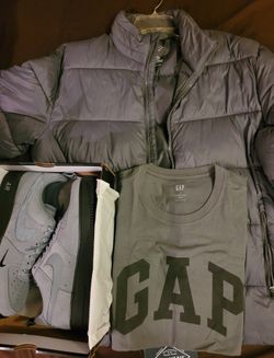 New Men's Airforce 1  Sz 10.5, SJB Large Jacket & Gap Shirt Larg