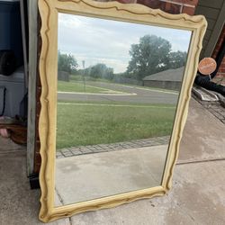 Large Vintage-Style Scalloped Mirror – $10