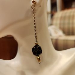 Gold and Black Drop Earrings 