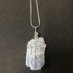 Blue Kyanite Pendent On Stainless Steel Chain