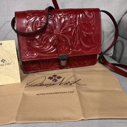 PATRICIA NASH Laurentina Crossbody Tooled Red (Lava) Color Leather $169.00!