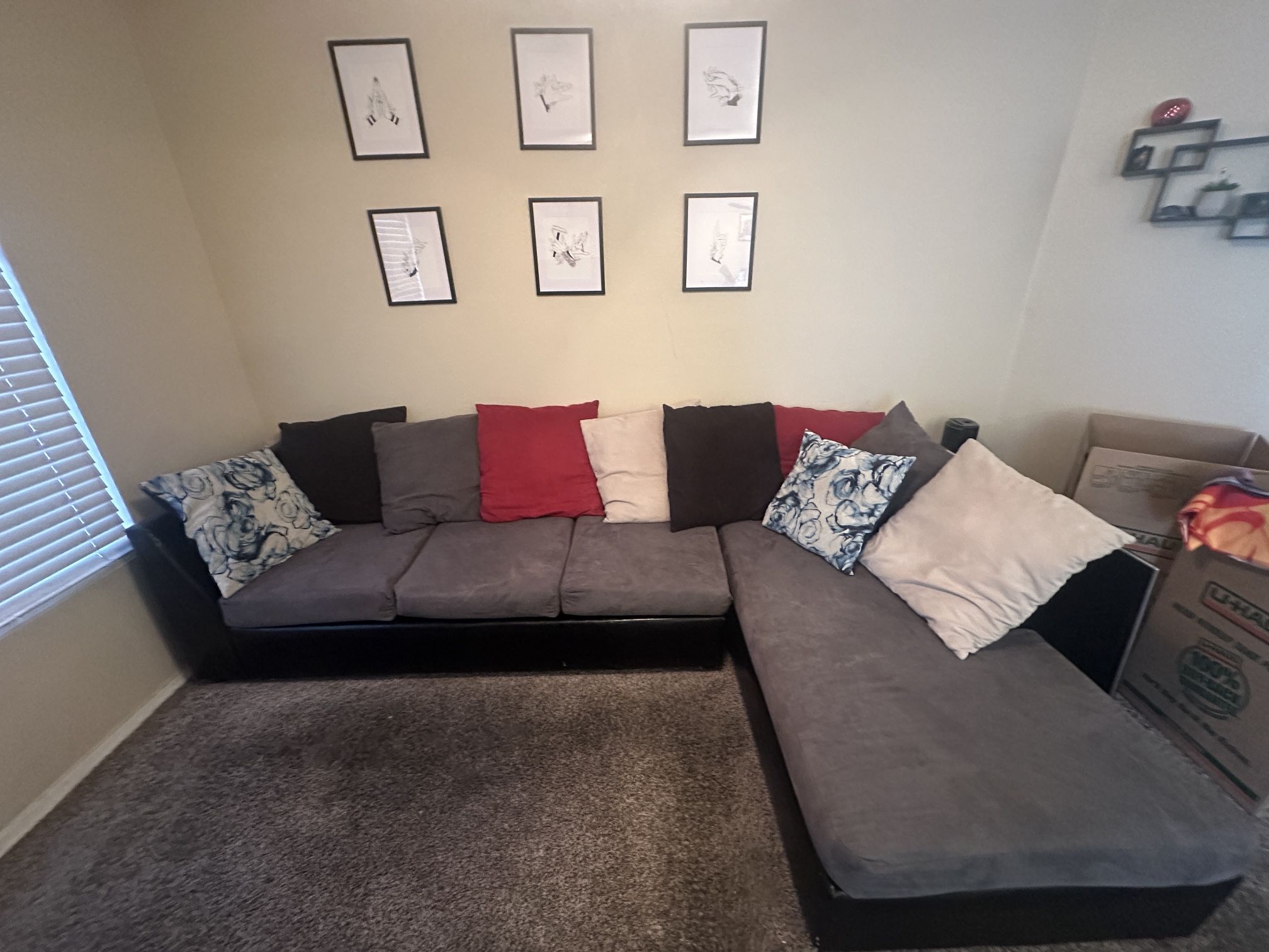 Grey and Black Sectional