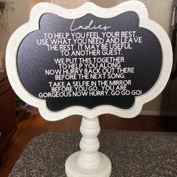 Wedding Bathroom Sign For Basket Of Essentials