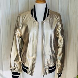 CI SONO BY CAVALINI; Gold Bomber Jacket Size XL