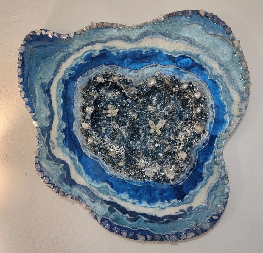 Breathtaking, LUXURY GEODE Inspired XL Wall Art w Genuine Crystals