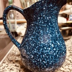 Vintage Otagiri Blue Spackle Ceramic Pitcher