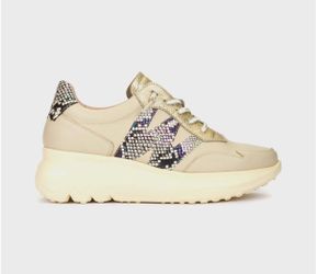 Women’s Gold and Cream Leather Sneakers