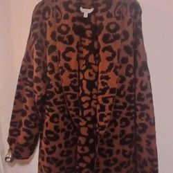 Time And Tru Womens Small Animal Print Brown Cardigan  NWT Coatigan Sweater