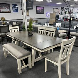 6PC Extendable Dining Table Set 