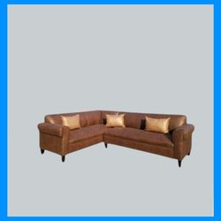 BRAND NEW 7X9FT SECTIONAL COUCHES, Dakota BROWN LEATHER, WHITE LEATHER,  Charcoal Microfiber Combo