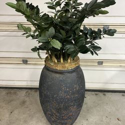 Large Pot With Artificial Plant 30 “Tall 20”wide