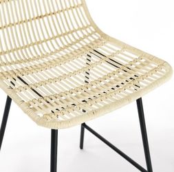 NEW (2) 25 in. Natural Low Back Hollowed Natural Rattan Counter Stool